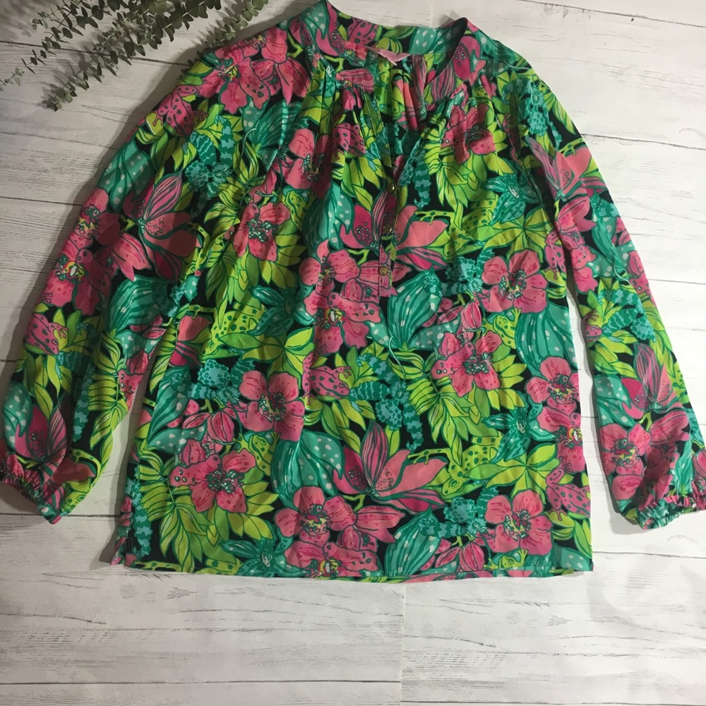 Lily Pulitzer Elsa Silk Tunic Top Sz M
